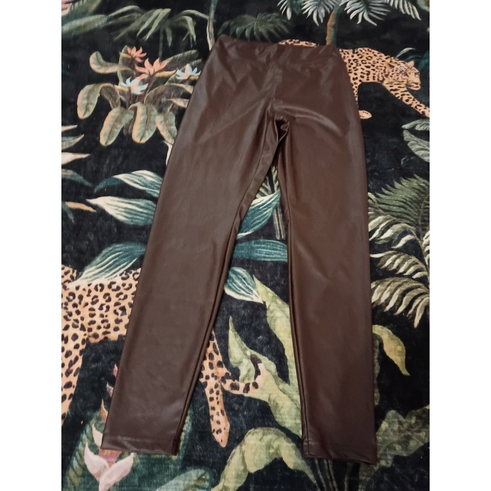 OFFLINE By Aerie Real Luxe Faux Leather Brown Legging Large L NWT Classy $60